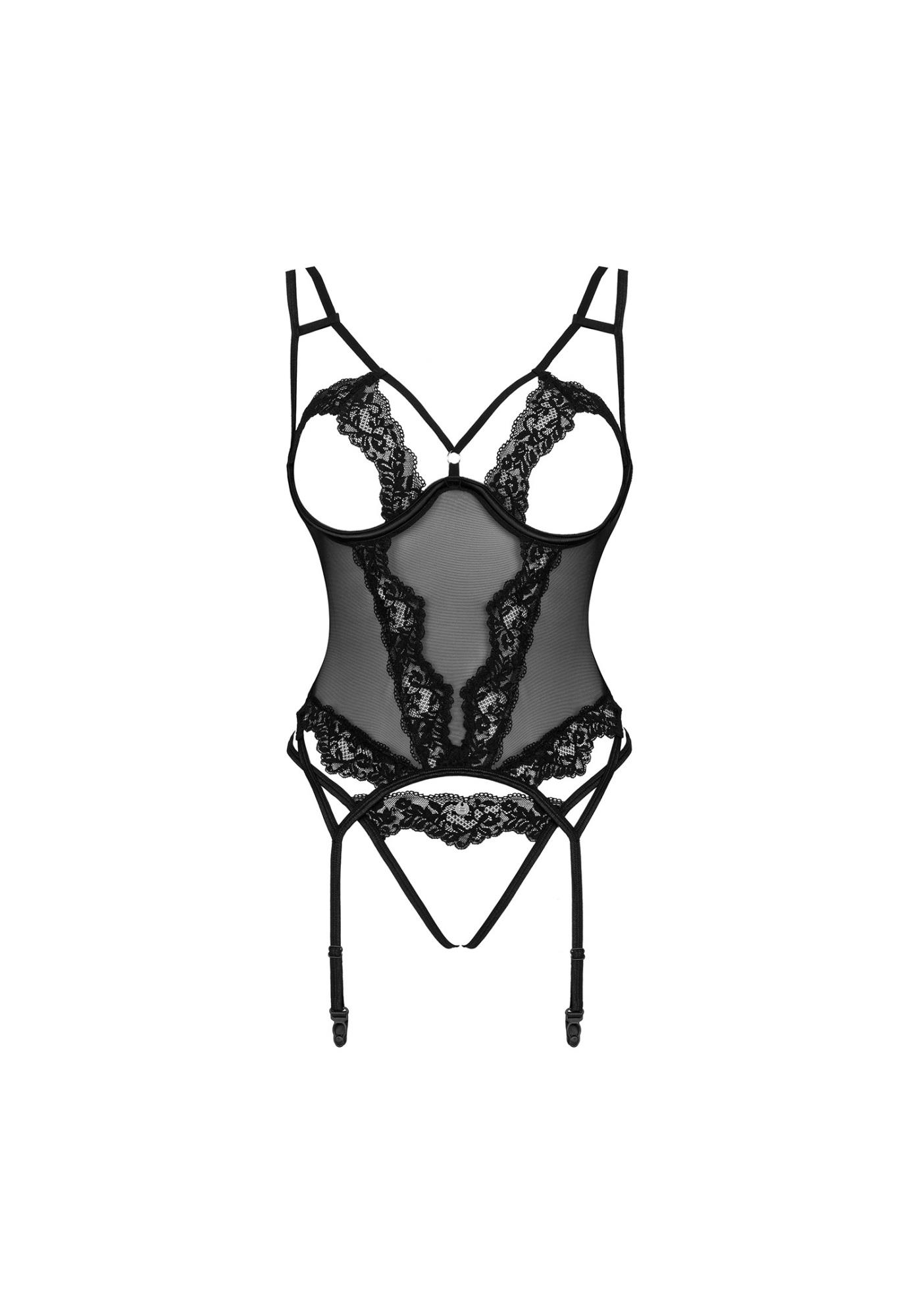 Комплект (корсет + трусики) Obsessive Setilla corset black L/XL