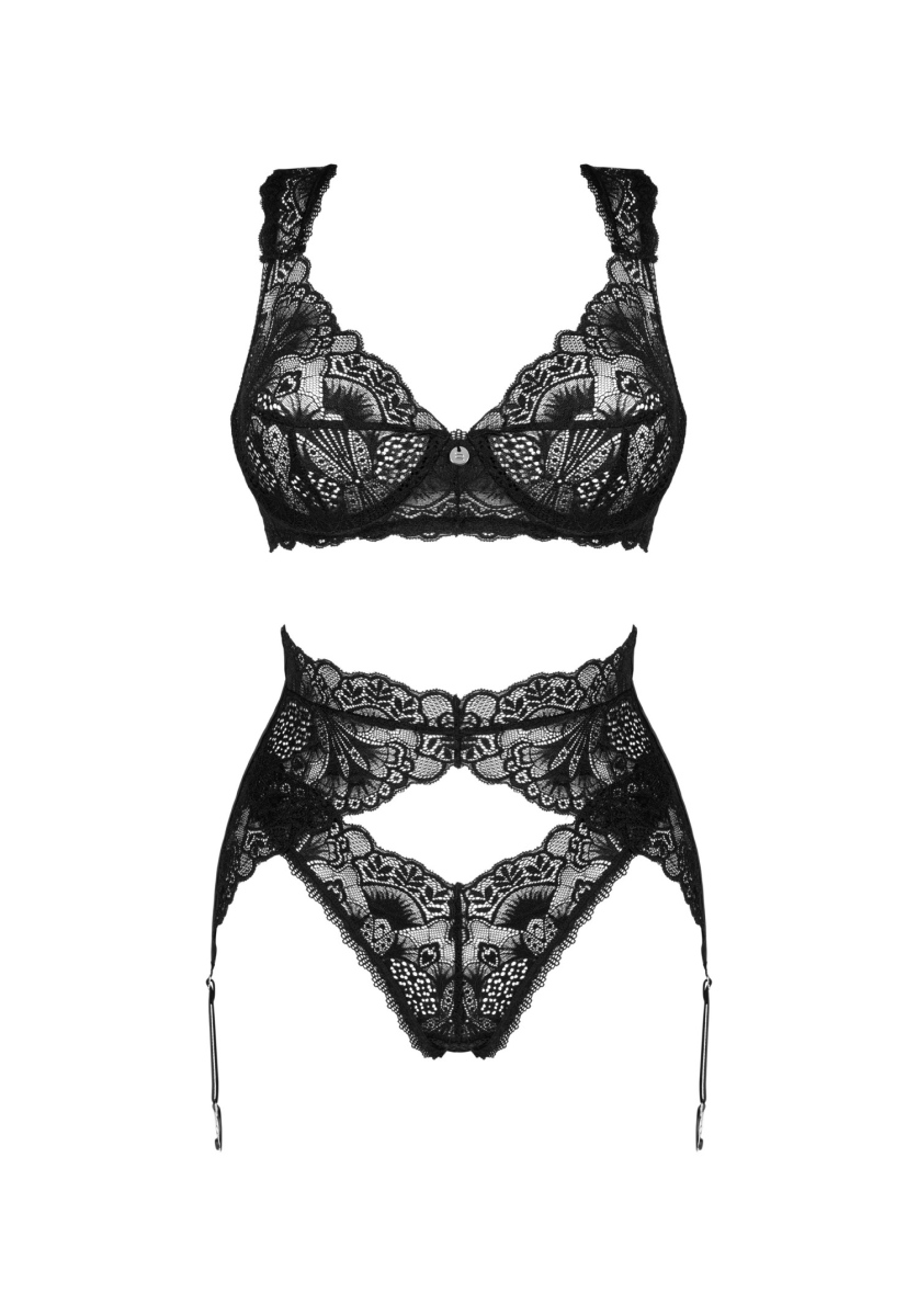 Мереживний комплект із 3 предметів Obsessive Donna Dream 3-pcs set M/L