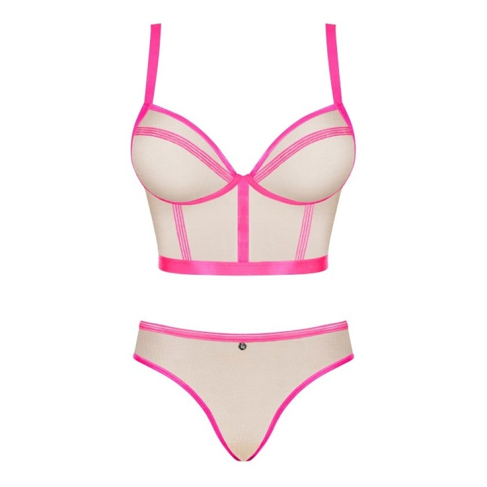 Комплект Obsessive Nudelia top & panties pink S/M