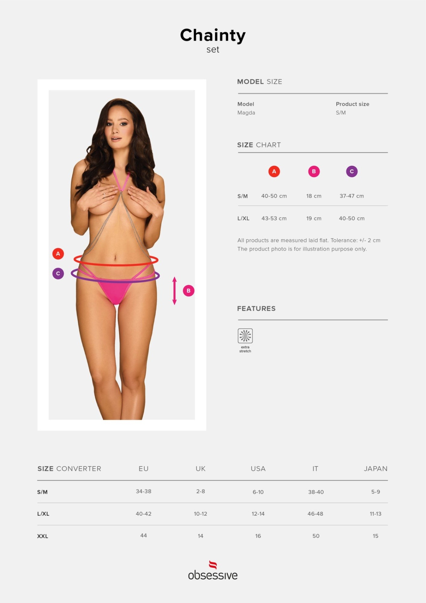 Комплект Obsessive Chainty set Малиновий L/XL