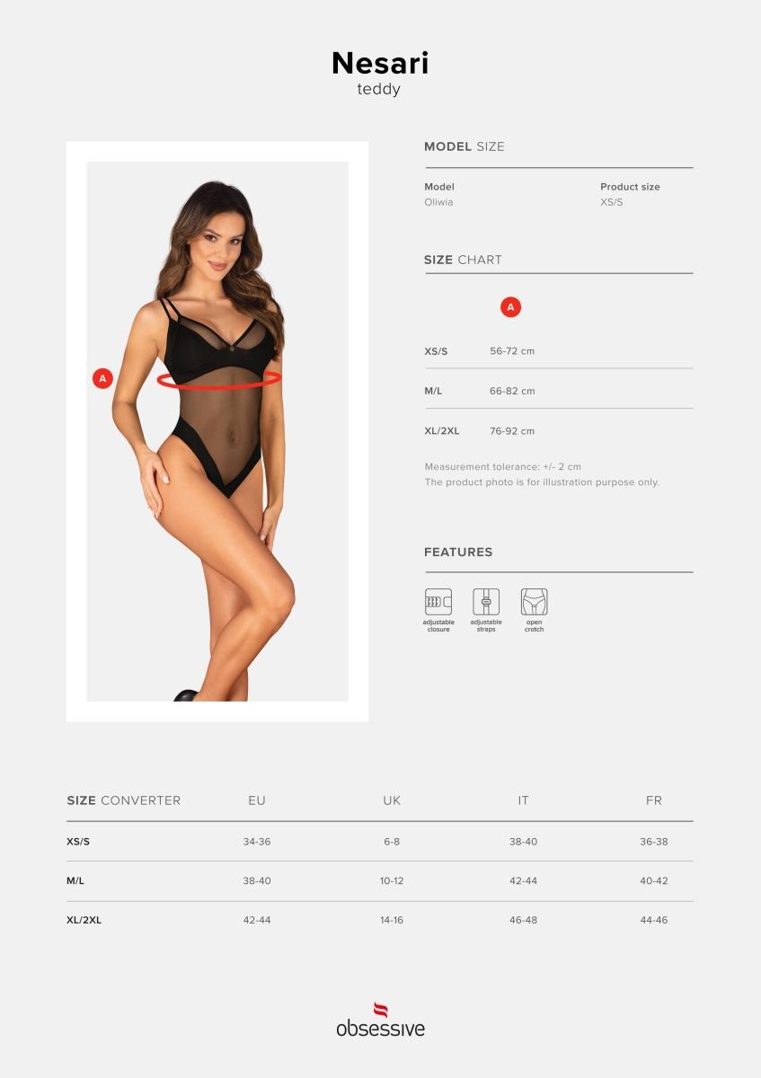 Боди сетка с открытым доступом XS/S Nesari Obsessive, черное