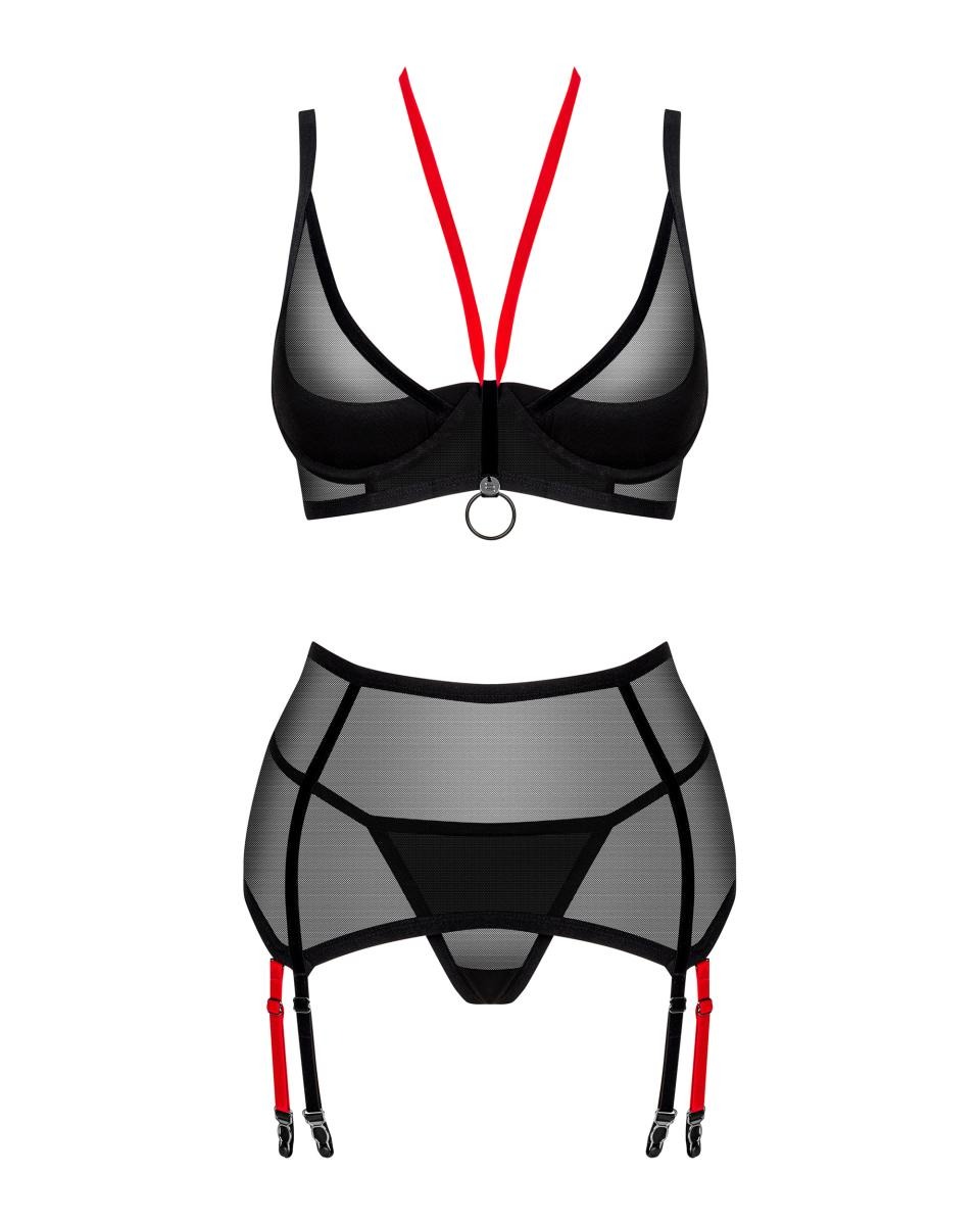 Комплект полупрозрачный XS/S Glandez Obsessive, 3 предмета, черный