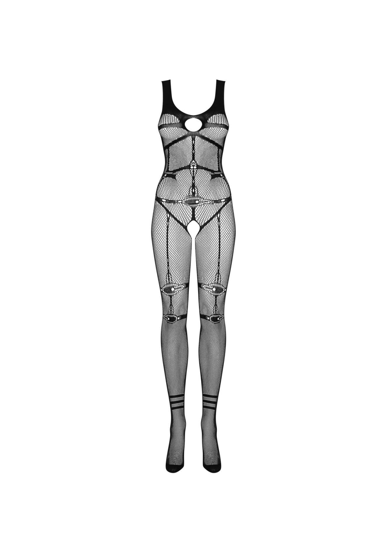 Комбінезон сітка Obsessive Bodystocking N123, чорний, One Size