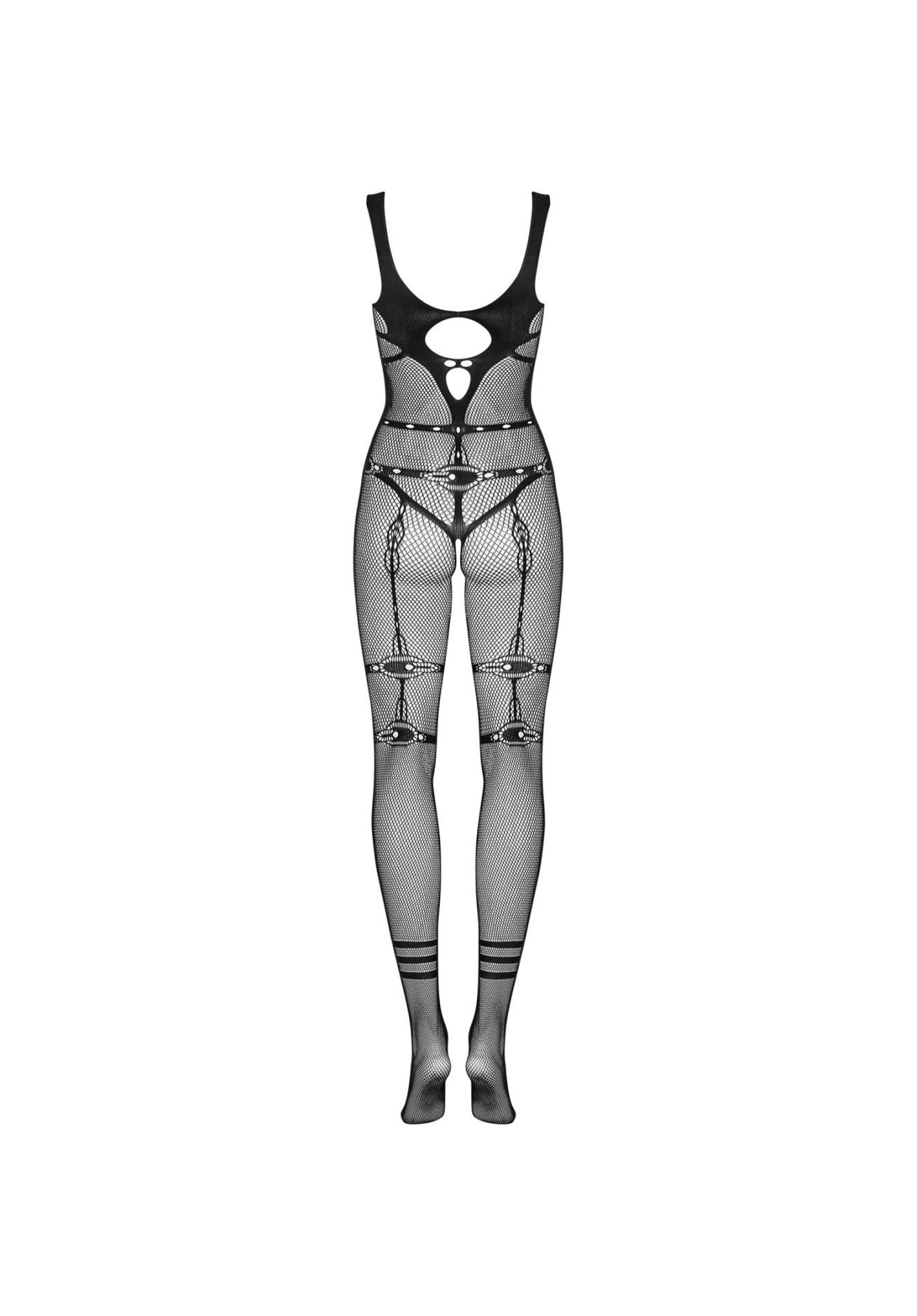 Комбінезон сітка Obsessive Bodystocking N123, чорний, One Size