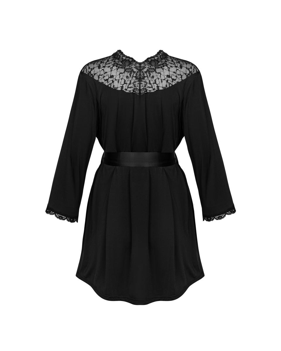 Халат чорний Obsessive Bellastia peignoir XS/S