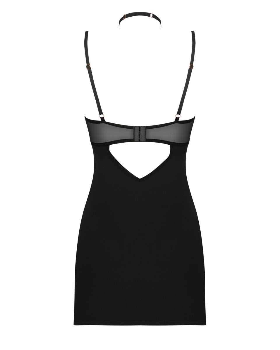 Комплект Пеньюар та Стрінги Obsessive Selinne chemise & thong XS/S (чорний)