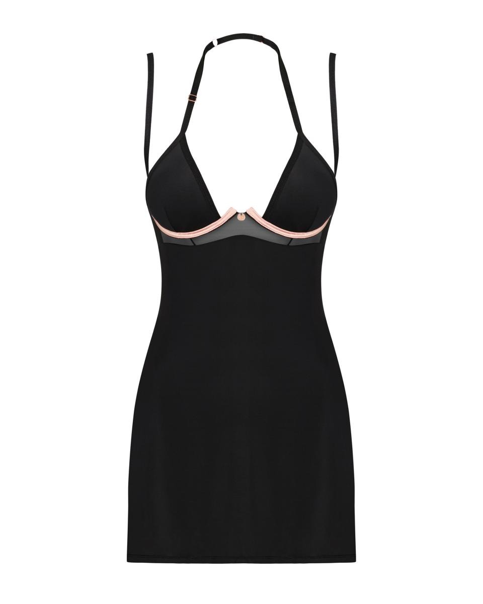 Комплект Пеньюар та Стрінги Obsessive Selinne chemise & thong XS/S (чорний)