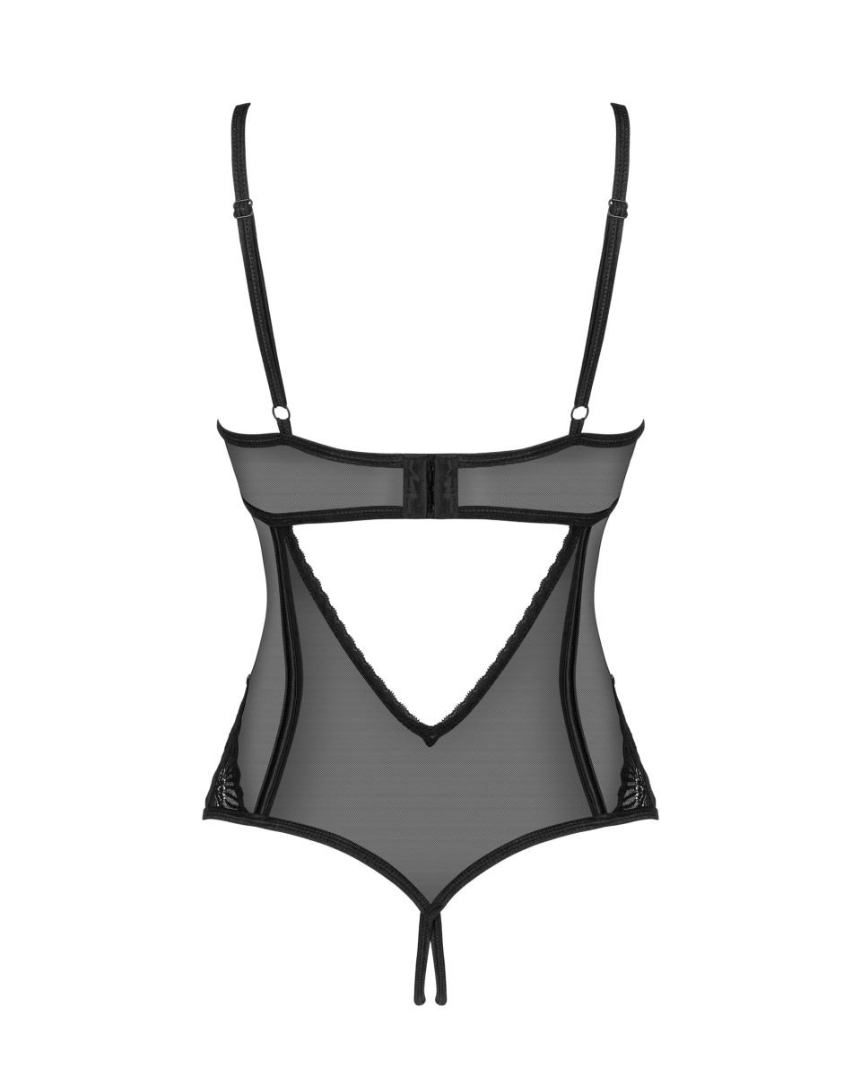 Боді з відкритим доступом Serena Love crotchless teddy, чорний, XS/S