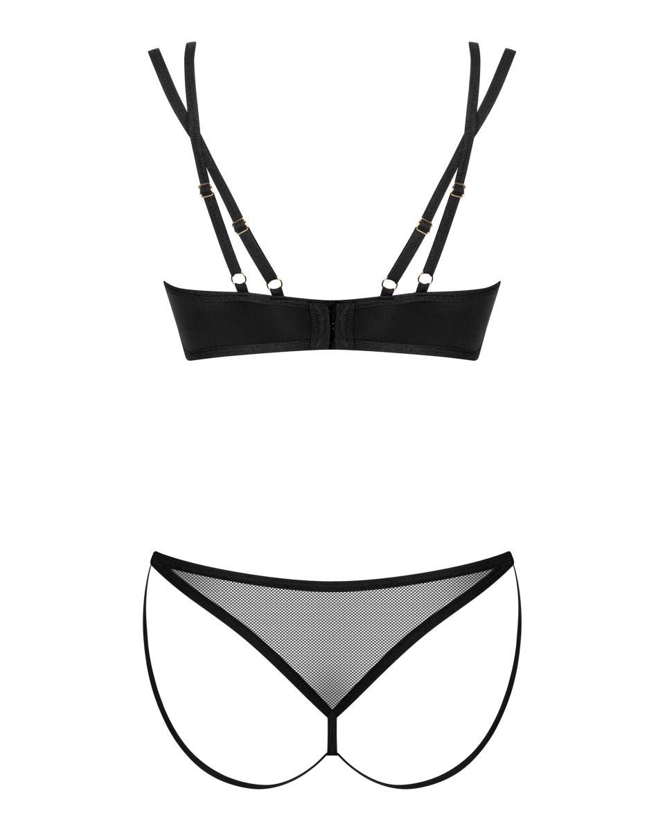 Комплект белья со вставками из сеточки, Nesari 2-pcs set, черный, XS/S