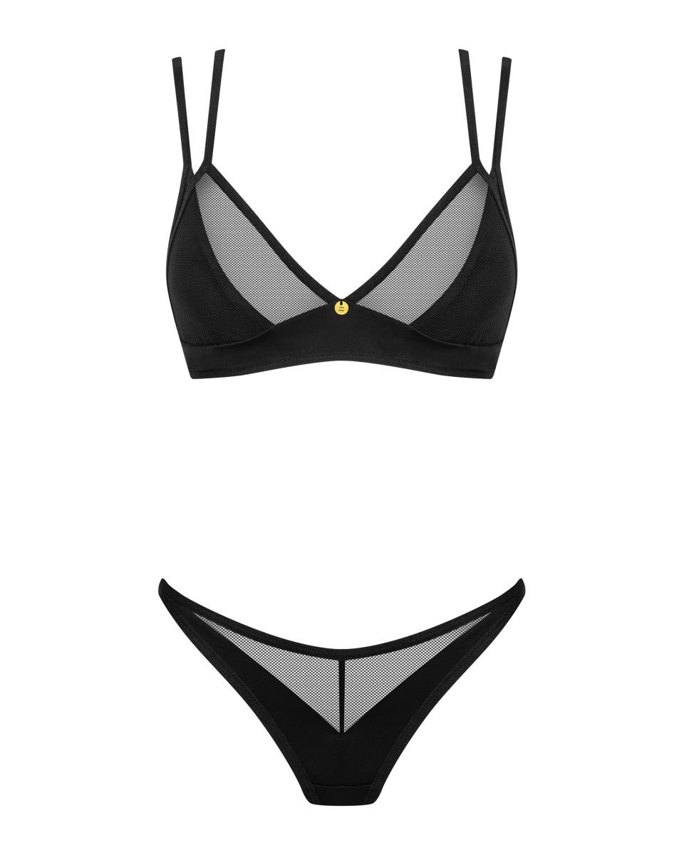 Комплект белья со вставками из сеточки, Nesari 2-pcs set, черный, XS/S
