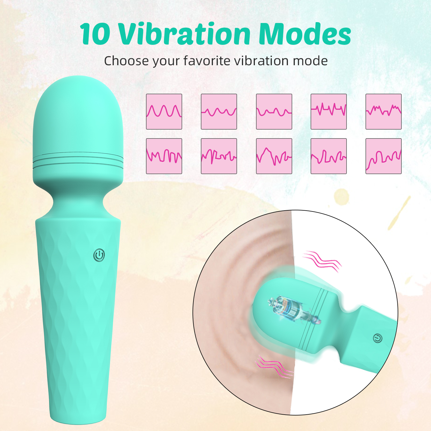 Міні-вібратор мікрофон Every Night Toys Sharon бірюзовий, 10 режимів вібрації