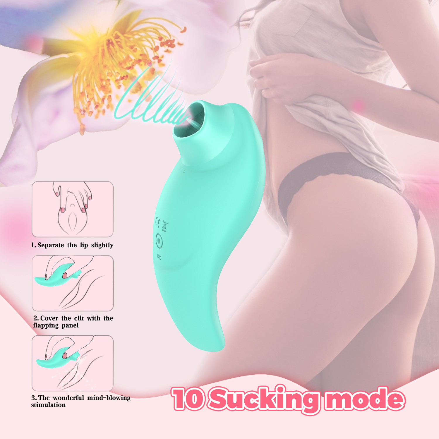 Вібратор із кліторальним стимулятором із язичком Every Night Toys Jen, зелений, 10 режимів вібрації