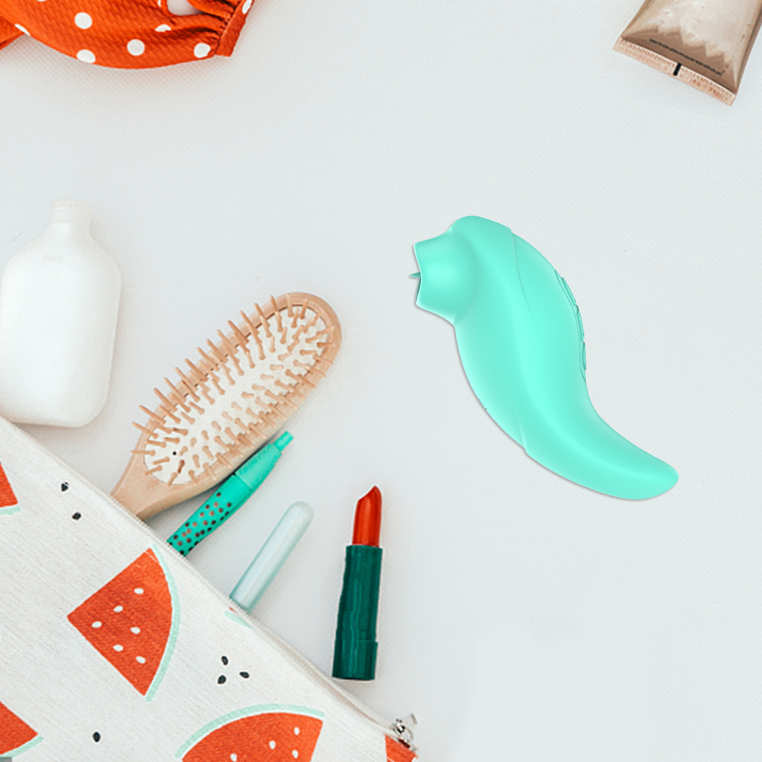 Вібратор із кліторальним стимулятором із язичком Every Night Toys Jen, зелений, 10 режимів вібрації