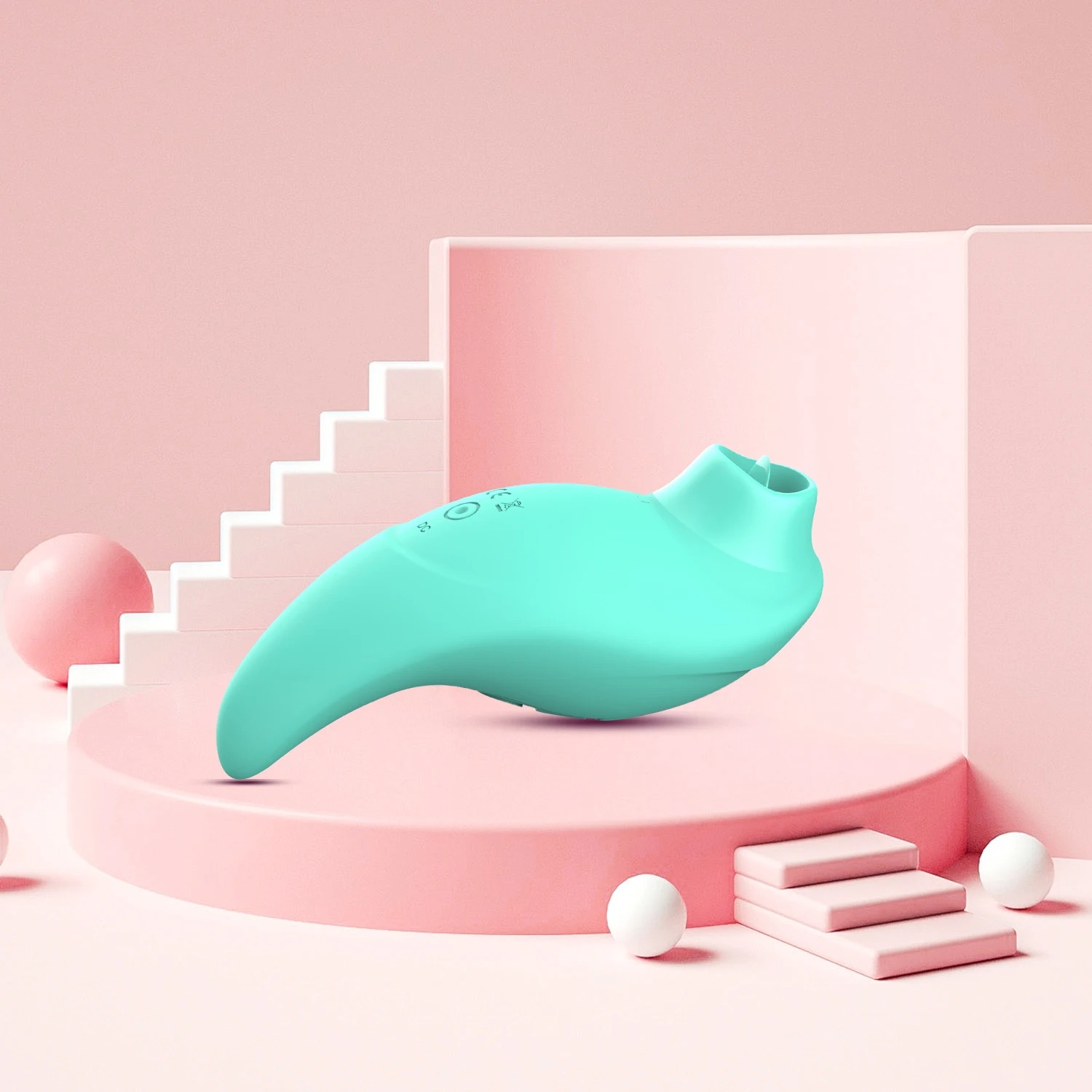 Вібратор із кліторальним стимулятором із язичком Every Night Toys Jen, зелений, 10 режимів вібрації