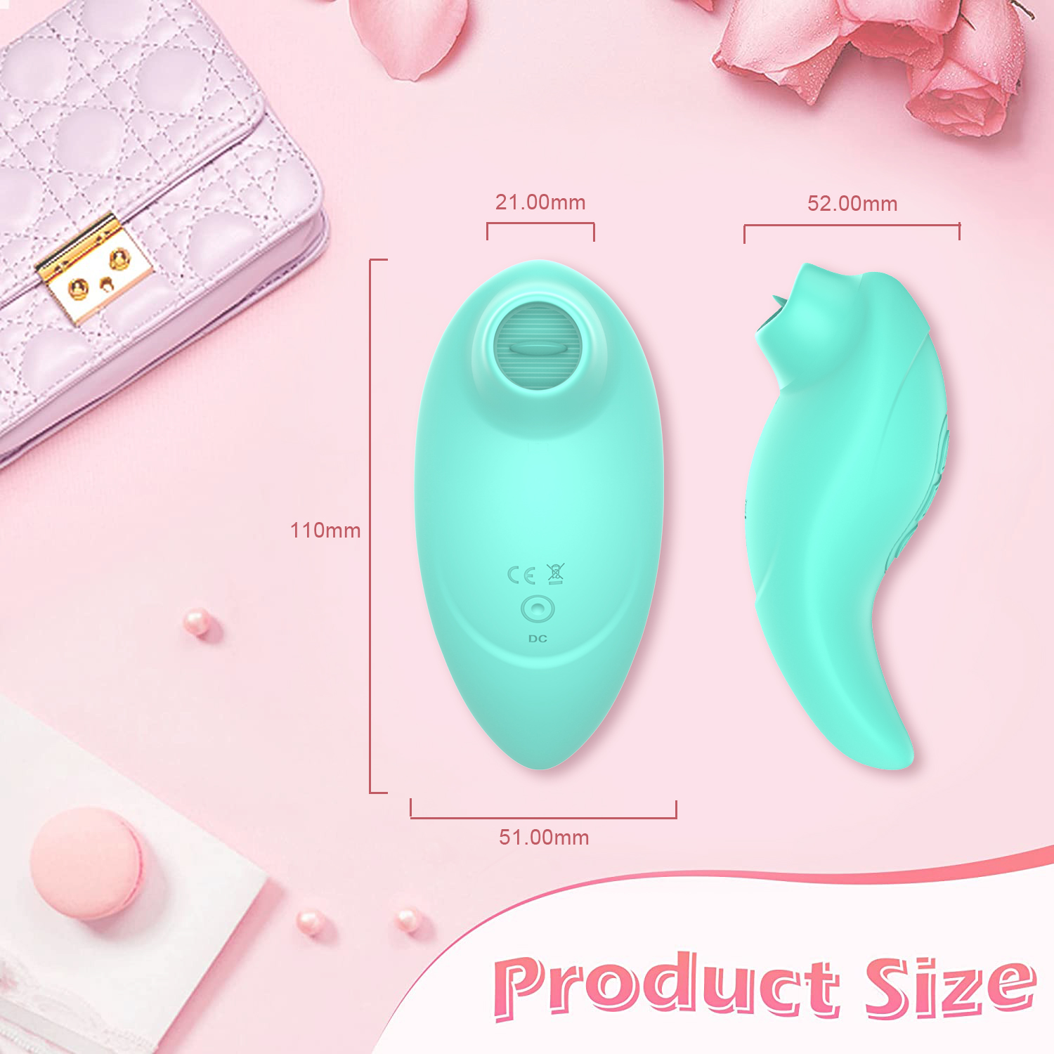 Вібратор із кліторальним стимулятором із язичком Every Night Toys Jen, зелений, 10 режимів вібрації