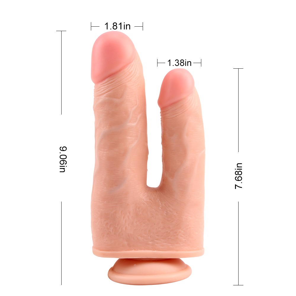 Фалоімітатор подвійний з мошонкою Chisa Ballsy Super Cock Bromeo # 02 на присосці, тілесний