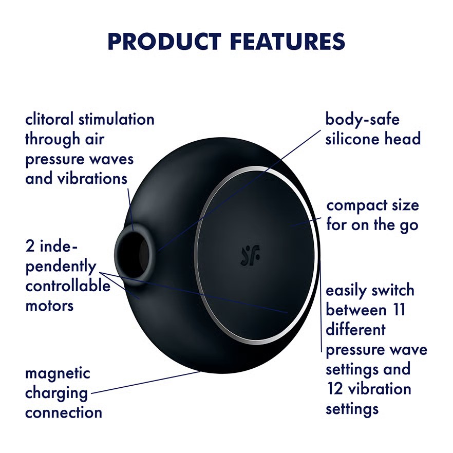Вакуумний стимулятор Satisfyer Pro To Go 3 з вібрацією, чорний, 8,7 × 8,6 см