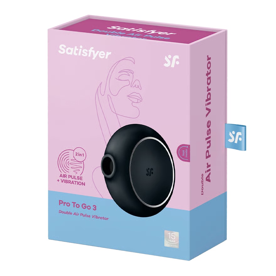 Вакуумний стимулятор Satisfyer Pro To Go 3 з вібрацією, чорний, 8,7 × 8,6 см