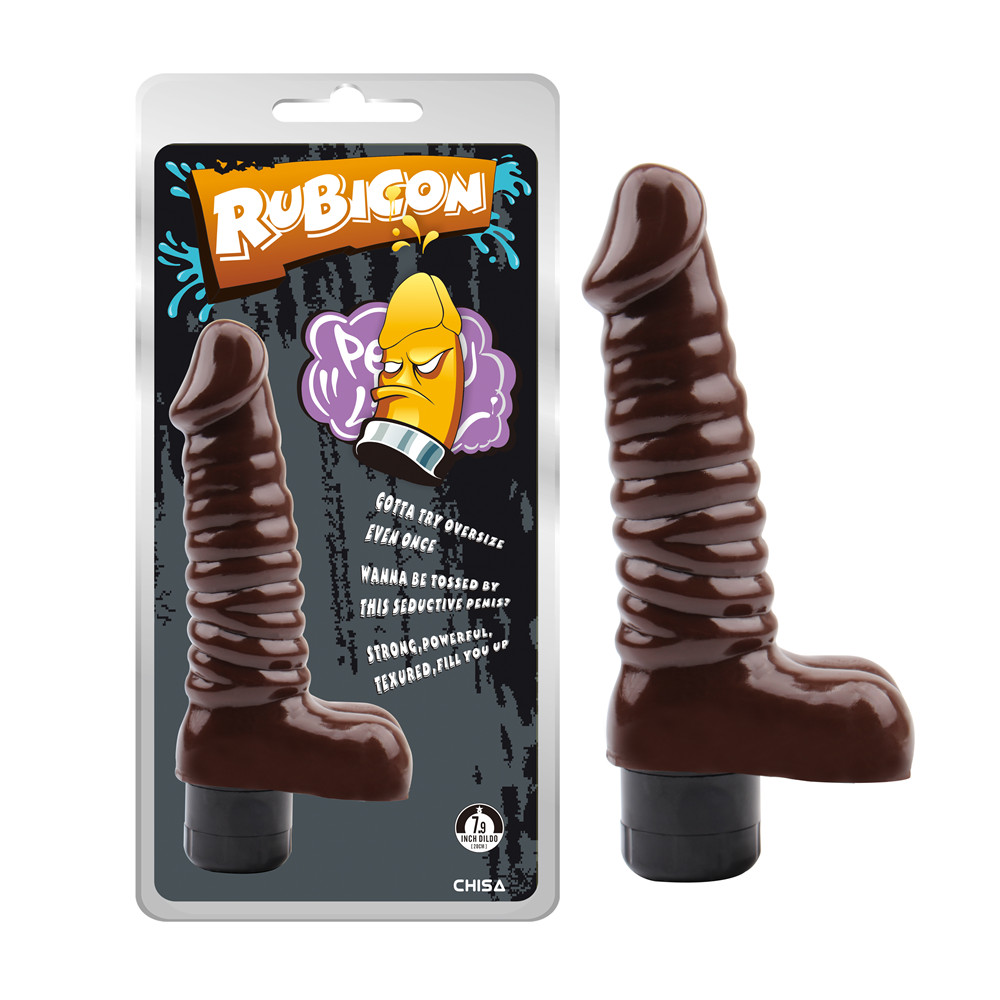 Вібратор рельєфний з яєчками Chisa RUBICON, коричневий