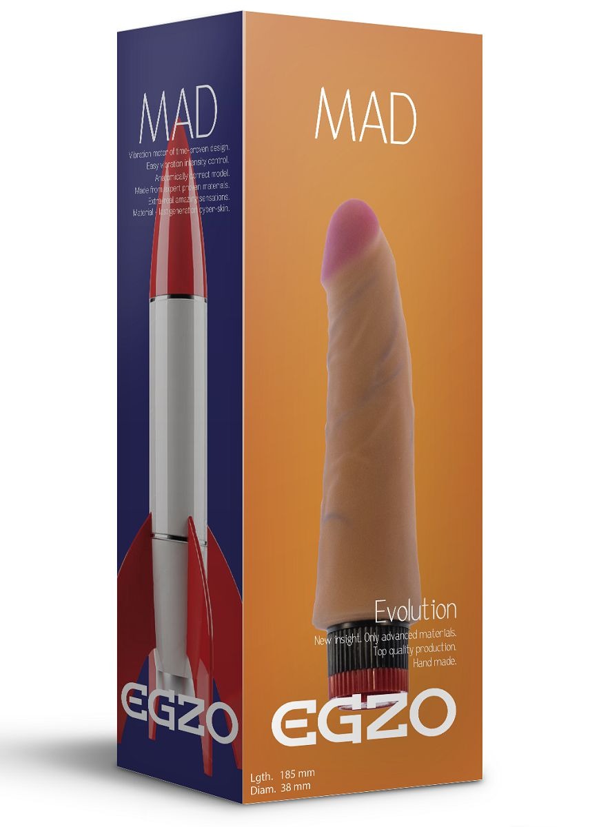 Вібратор реалістичний EGZO MAD Ciberskin Voluptuous Lover на батарейках