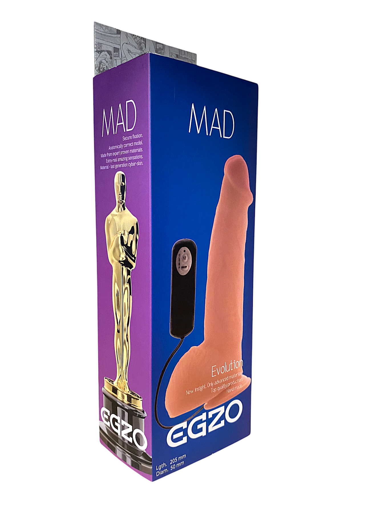 Вибратор реалистичный на присоске EGZO Mad Evolution Stormy Lover с проводным пультом управления