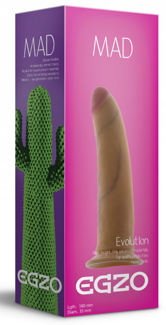 Фаллоимитатор на присоске EGZO MAD Ciberskin Powerful Lover из киберкожи, телесный