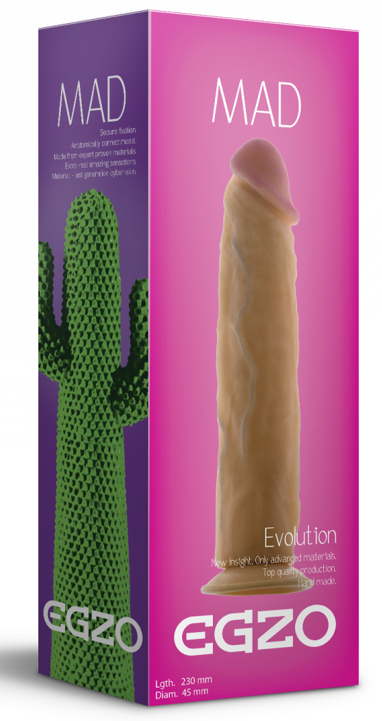 Фалоімітатор реалістичний EGZO Mad Evolution Ciberskin Great Lover на присосці, тілесний