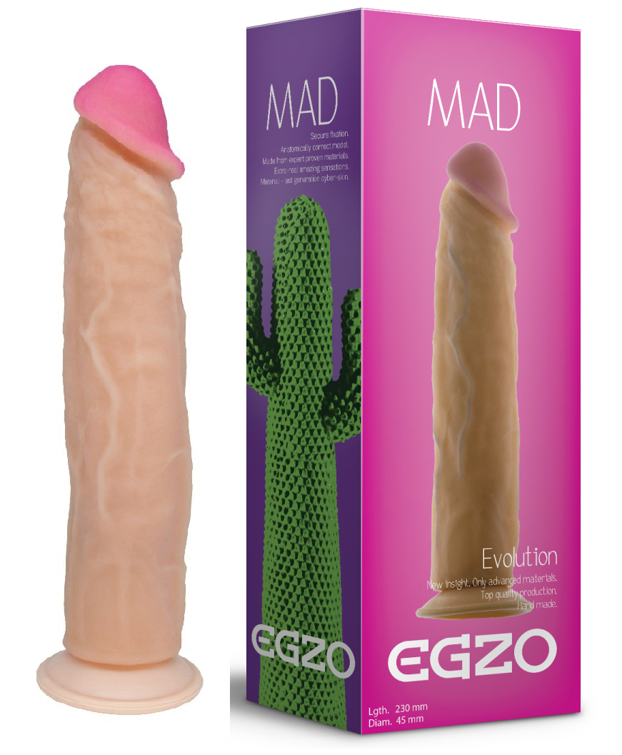 Фалоімітатор реалістичний EGZO Mad Evolution Ciberskin Great Lover на присосці, тілесний