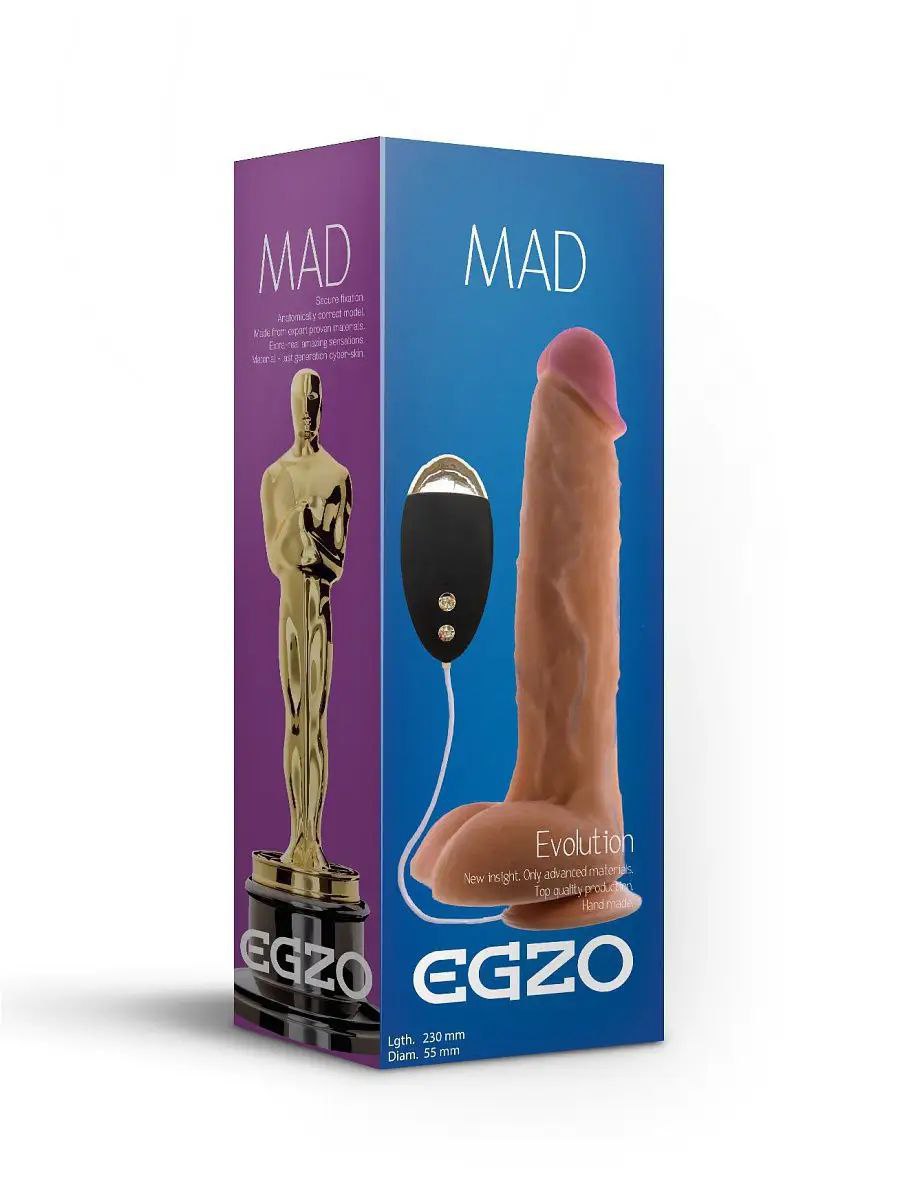 Вибратор реалистичный с проводным пультом EGZO MAD Evolution Trouble Free Lover на присоске