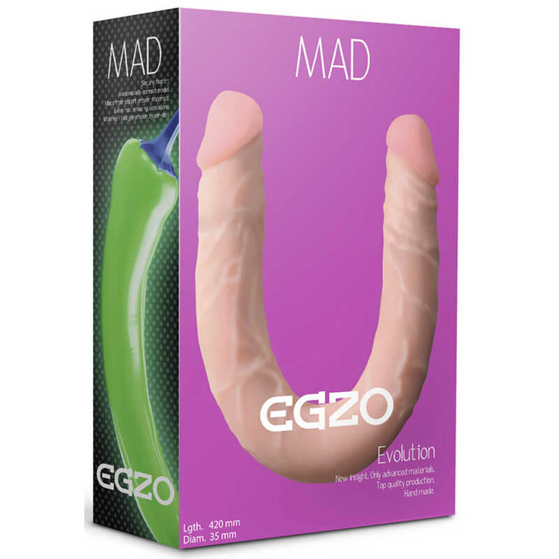 Двухсторонний фаллоимитатор из киберкожи EGZO Mad Evolution телесный