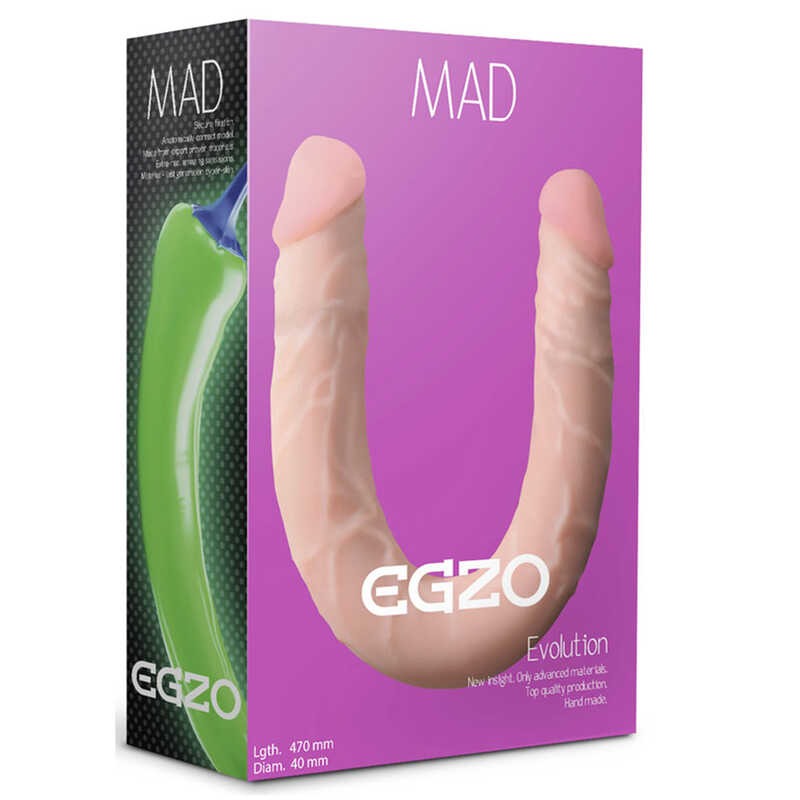Двосторонній фалоімітатор EGZO Mad Evolution Ciberskin тілесний