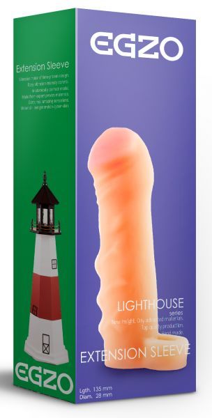 Подовжуюча насадка на член з петлею на мошонку EGZO Lighthouse бежева