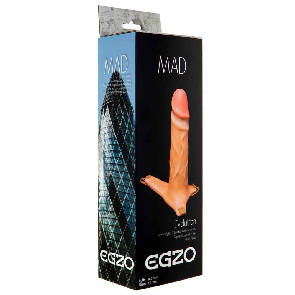 Фаллопротез полый реалистичный EGZO MAD Evolution с креплением на трусиках, бежевый, 18 см*4,2 см