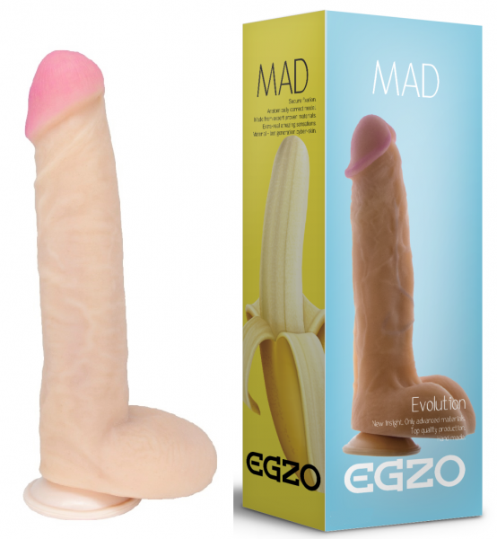 Фалоімітатор реалістичний з мошонкою EGZO MAD Ciberskin Ardent Lover на присосці