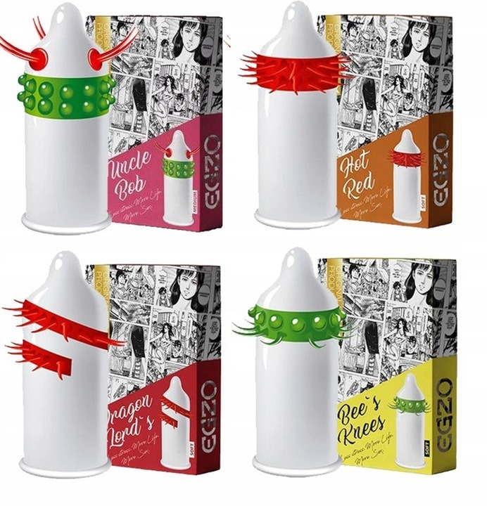 Презерватив зі стимулюючими вусиками та кульками EGZO Uncle Bob латексний