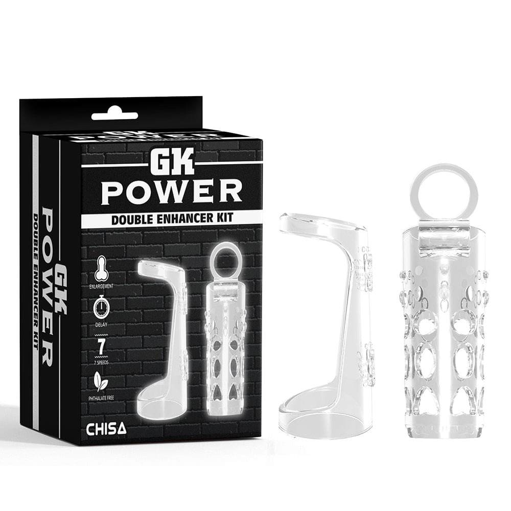 Набір рельєфних насадок на член Chisa GK Power Double Enhancer Kit із відкритою головкою