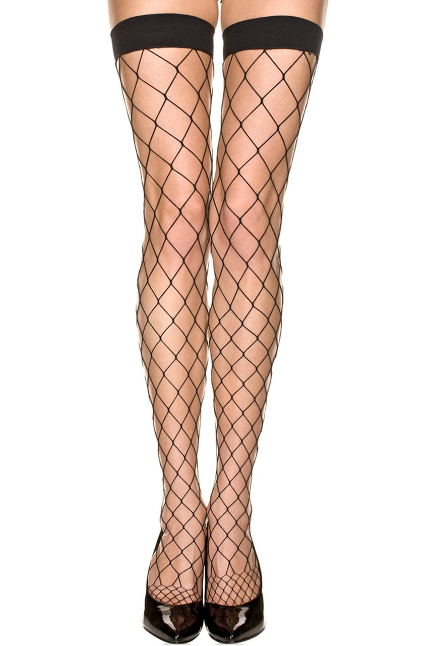 Чулки в большую сетку Music Legs, черные, One Size