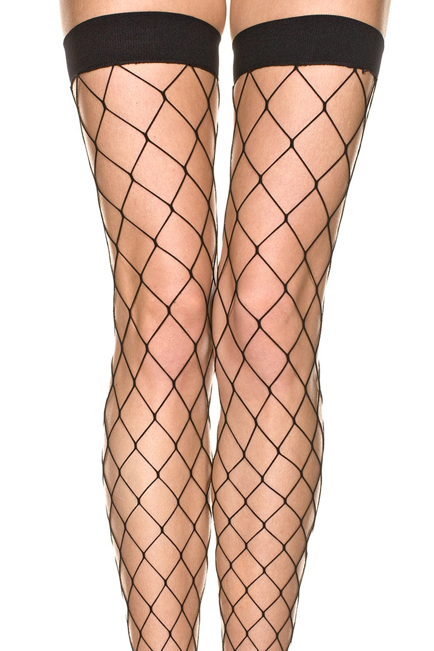 Чулки в большую сетку Music Legs, черные, One Size