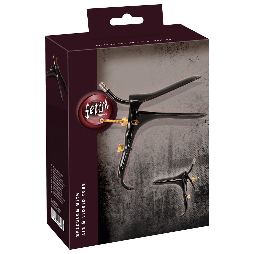 Вагінально-анальне дзеркало Fetish Collection Speculum із нержавіючої сталі, чорно-золоте, 15 см