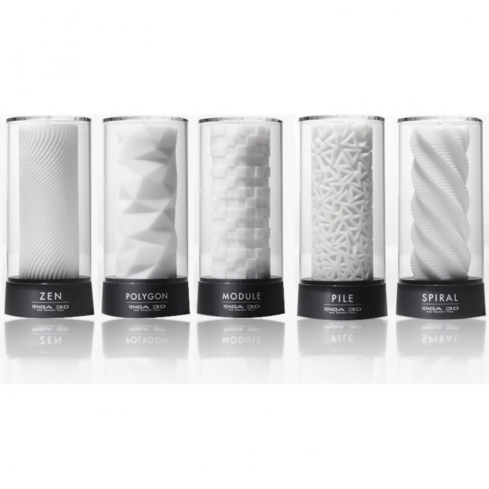 Мастурбатор хай-тек рельєфний Zen 3D Tenga, білий, 15 х 7 см
