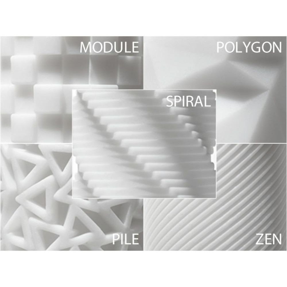 Мастурбатор хай-тек рельєфний Zen 3D Tenga, білий, 15 х 7 см