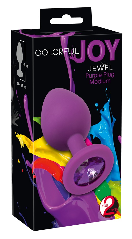 Анальная силиконовая пробка с камнем You2Toys Colorful Joy Jewel, фиолетовая, Medium
