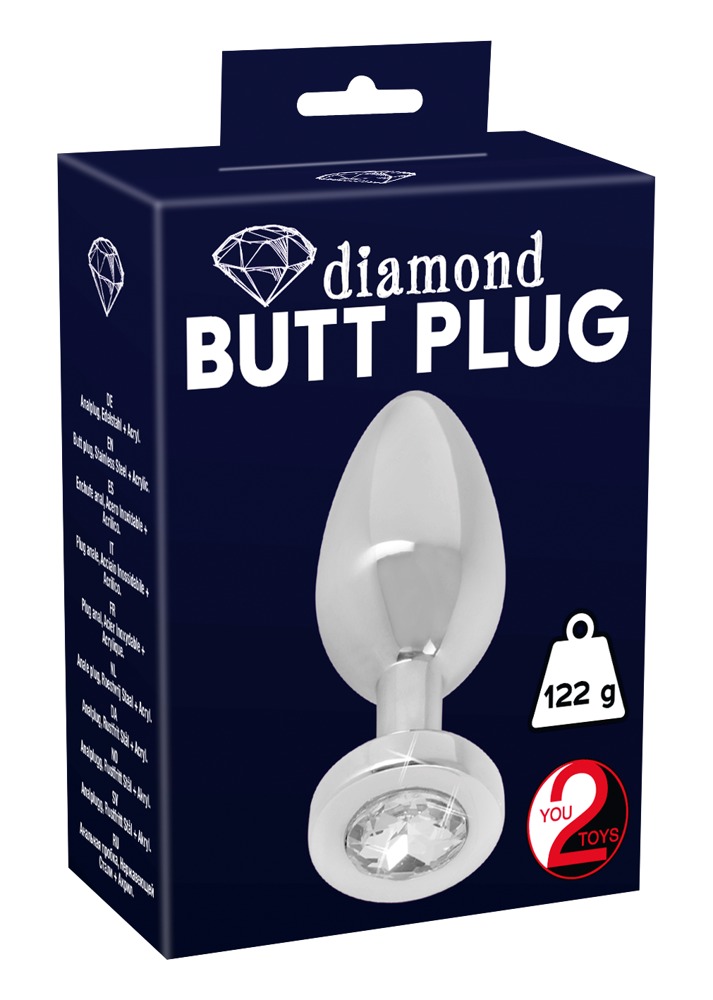 Анальная пробка с камнем You2Toys Jewel Buttplug, серебристая, Small