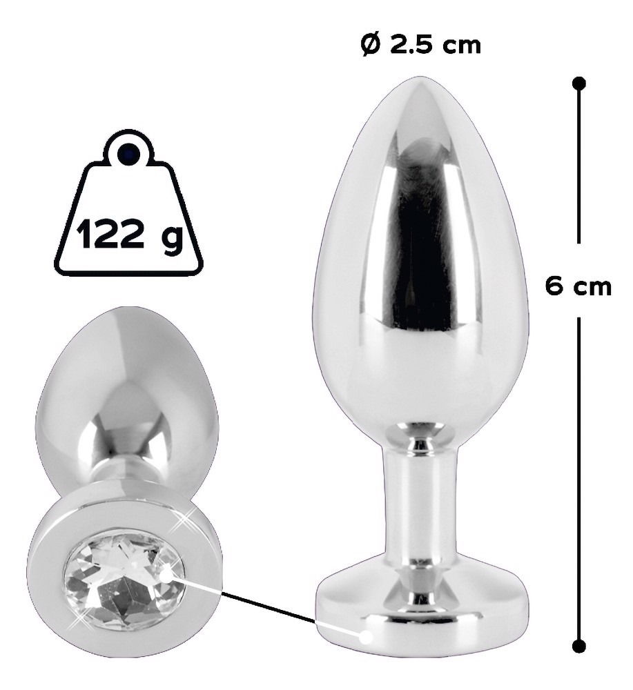 Анальная пробка с камнем You2Toys Jewel Buttplug, серебристая, Small