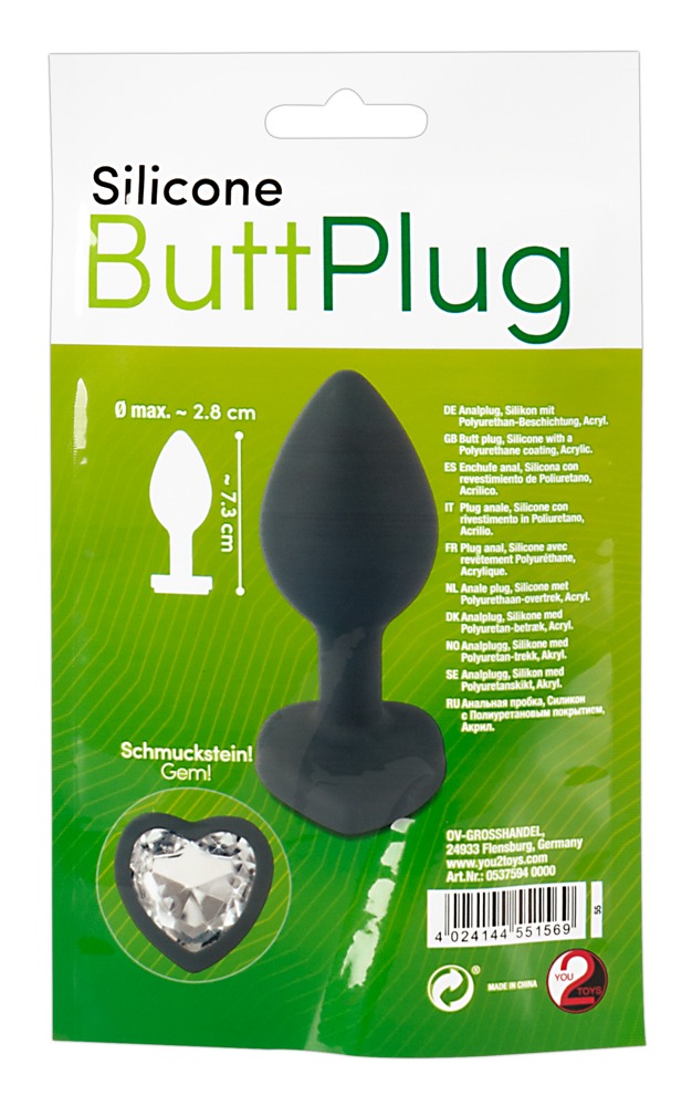 Анальная пробка с камнем You2Toys Silicone Butt Plug, силикон