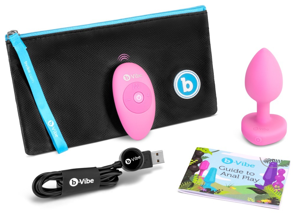 Анальна пробка з вібрацією та пультом керування B-Vibe Vibrating Heart Plug S/M Pink