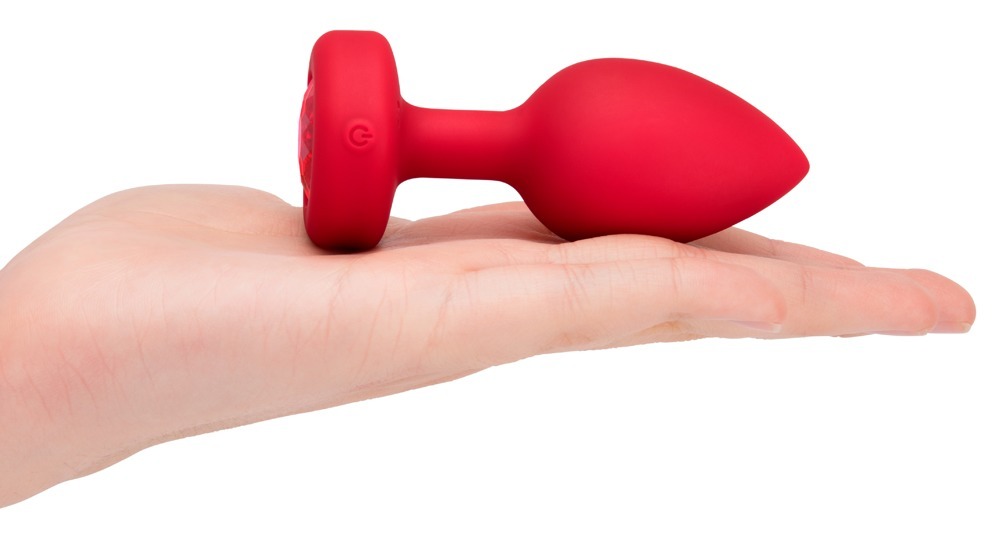Анальна пробка з вібрацією та пультом керування B-Vibe Vibrating Heart Plug червона, M/L