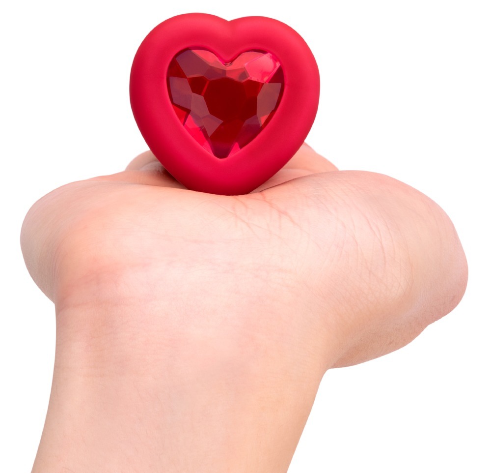 Анальна пробка з вібрацією та пультом керування B-Vibe Vibrating Heart Plug червона, M/L