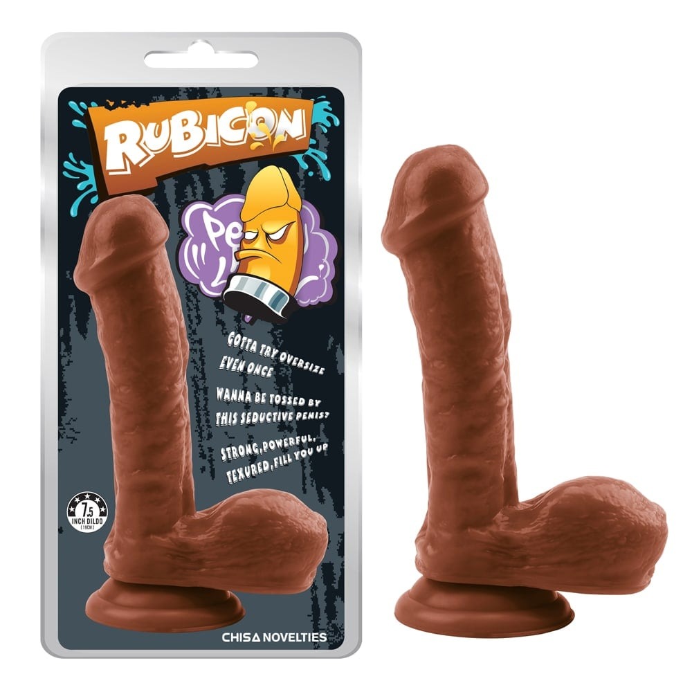 Фаллоимитатор реалистичный на присоске Chisa Rubicon с мошонкой, коричневый