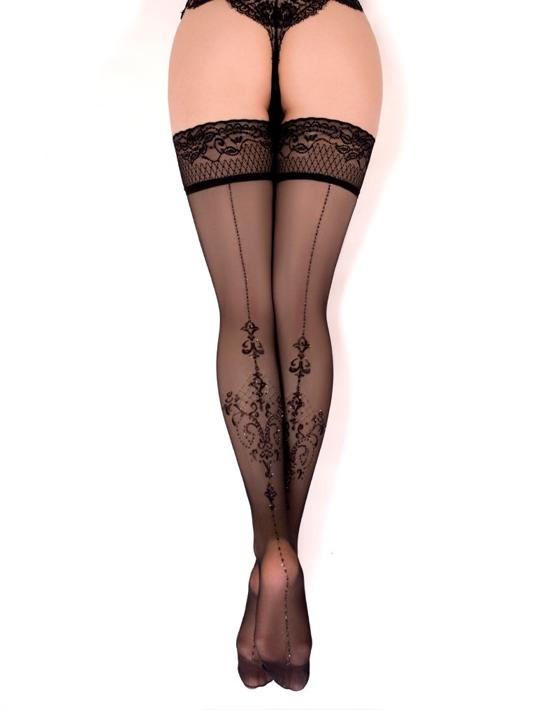 Чулки самофиксирующиеся Ballerina's Secret с декоративной вышивкой, L/XL
